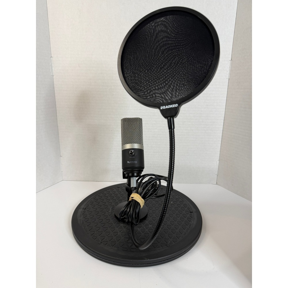 Fifine USB Condenser Mic K669B Black w/ Aokeo Pop Filter & Stand - TESTED